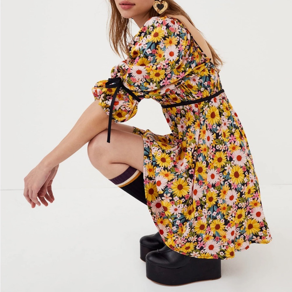 For Love & Lemons Sylvia Mini Dress Puff Sleeve - Picture 3 of 12